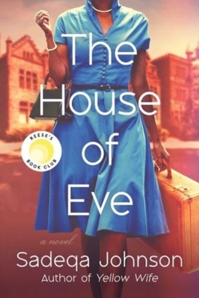 The cover features figure of a woman in a blue dress holding a suitcase walking away from a house. 