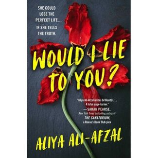 Grey cover with a smashed red tulip on the front. Title "Would I Lie to You?" in yellow lettering.